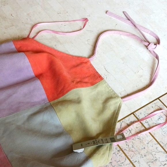 Vintage-One Of A Kind, multi color block suede vest..sz..XS.."Cache", New w/tags - Picture 5 of 15